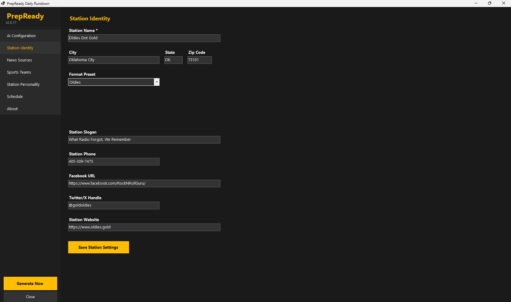 PrepReady station identity screen