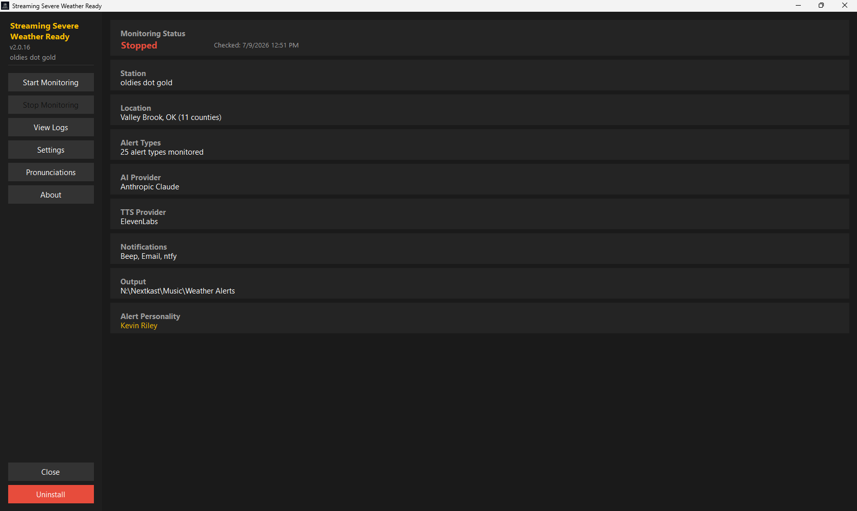 Streaming Severe Weather Ready dashboard